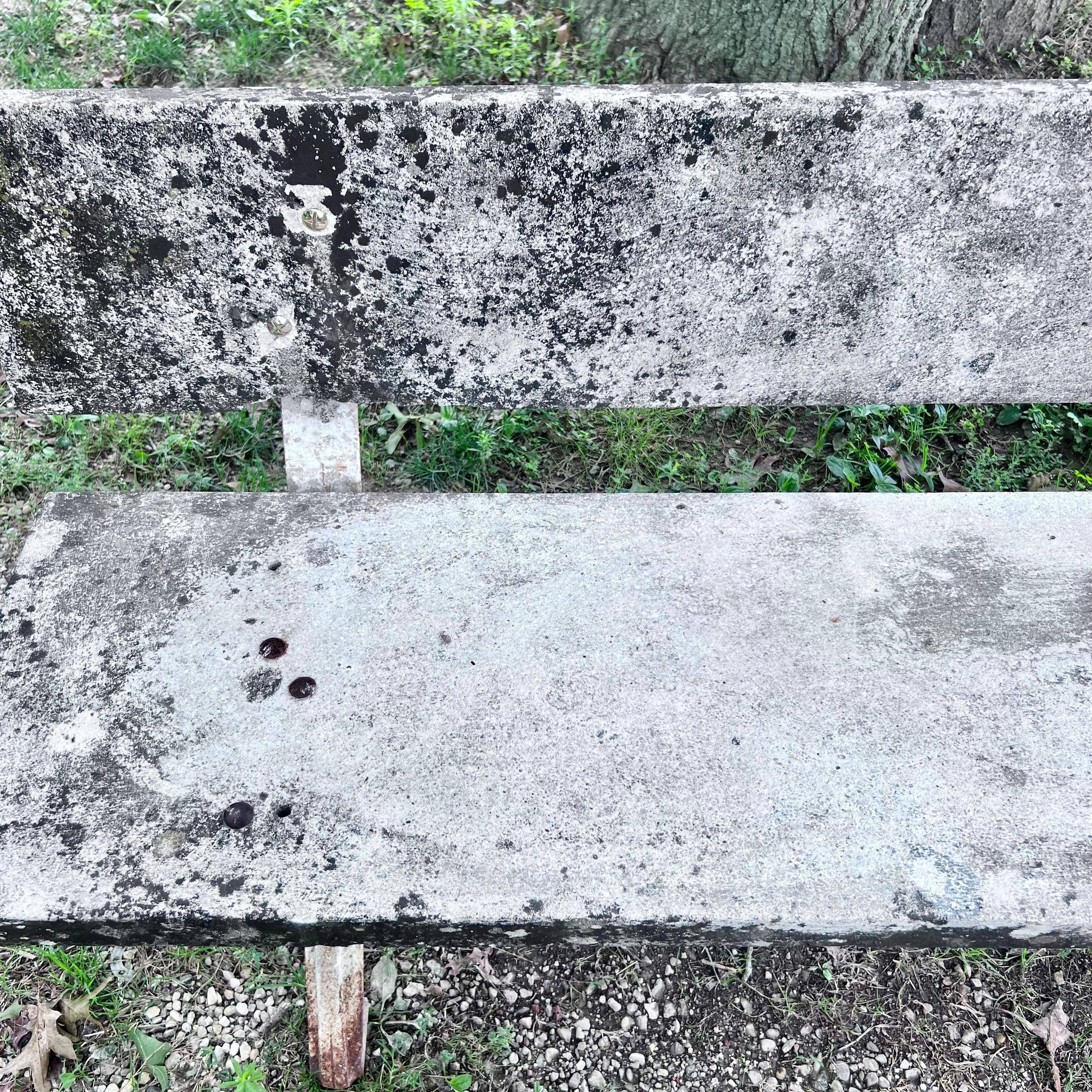 Steel Jean Prouvé Style Concrete Bench, 1950s France