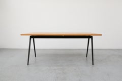 Jean Prouvé Style Conference Table with Marko Base & Vintage Oak Top, Dutch Mid-