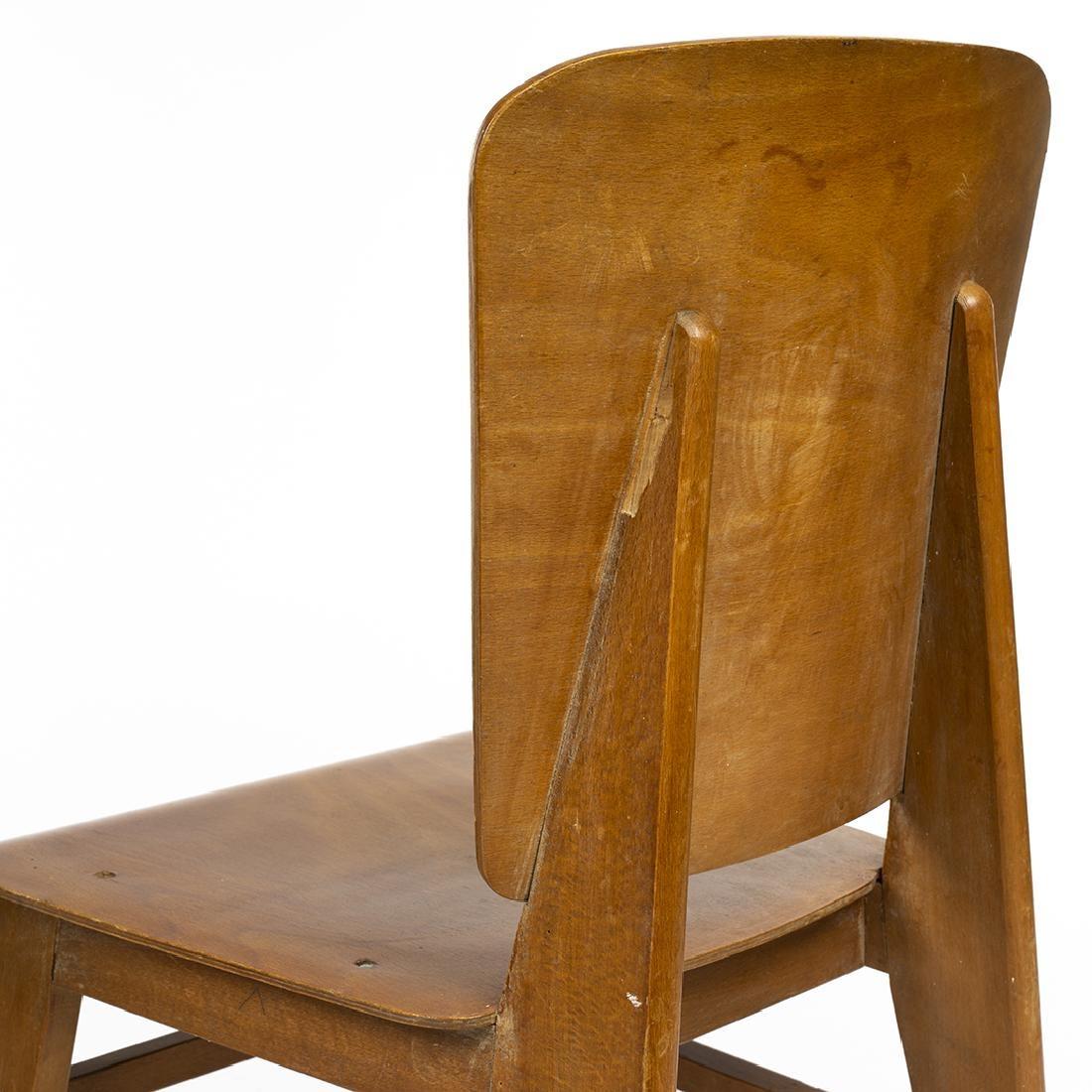 Plywood Jean Prouvé Style Dining Chairs, Set of Six, France, circa 1950s For Sale