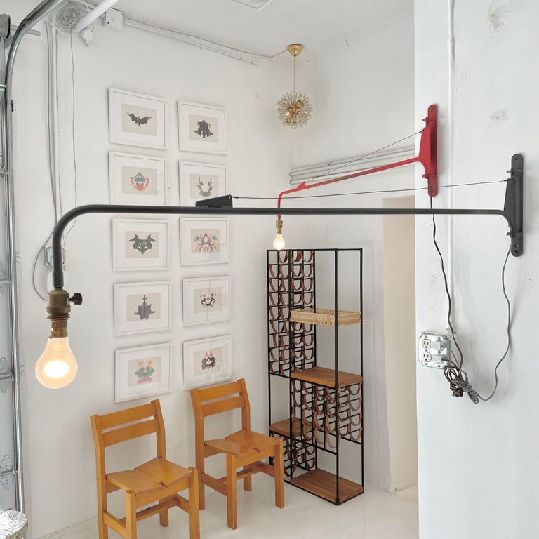 Jean Prouvé Style Swing Arm Jib Sconce For Sale at 1stDibs