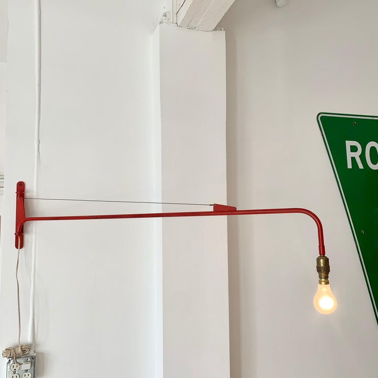 Jean Prouvé Style Swing Arm Jib Sconce For Sale at 1stDibs
