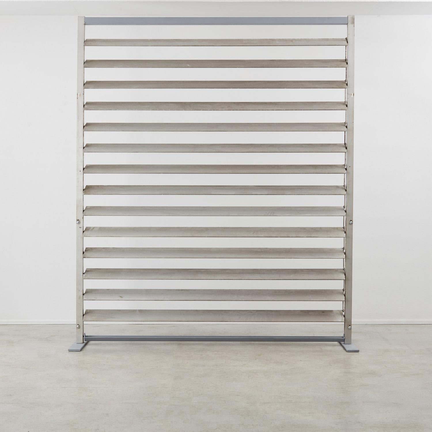 Jean Prouvé sunbreaker architectural metal shade / room divider - France, 1970s 9