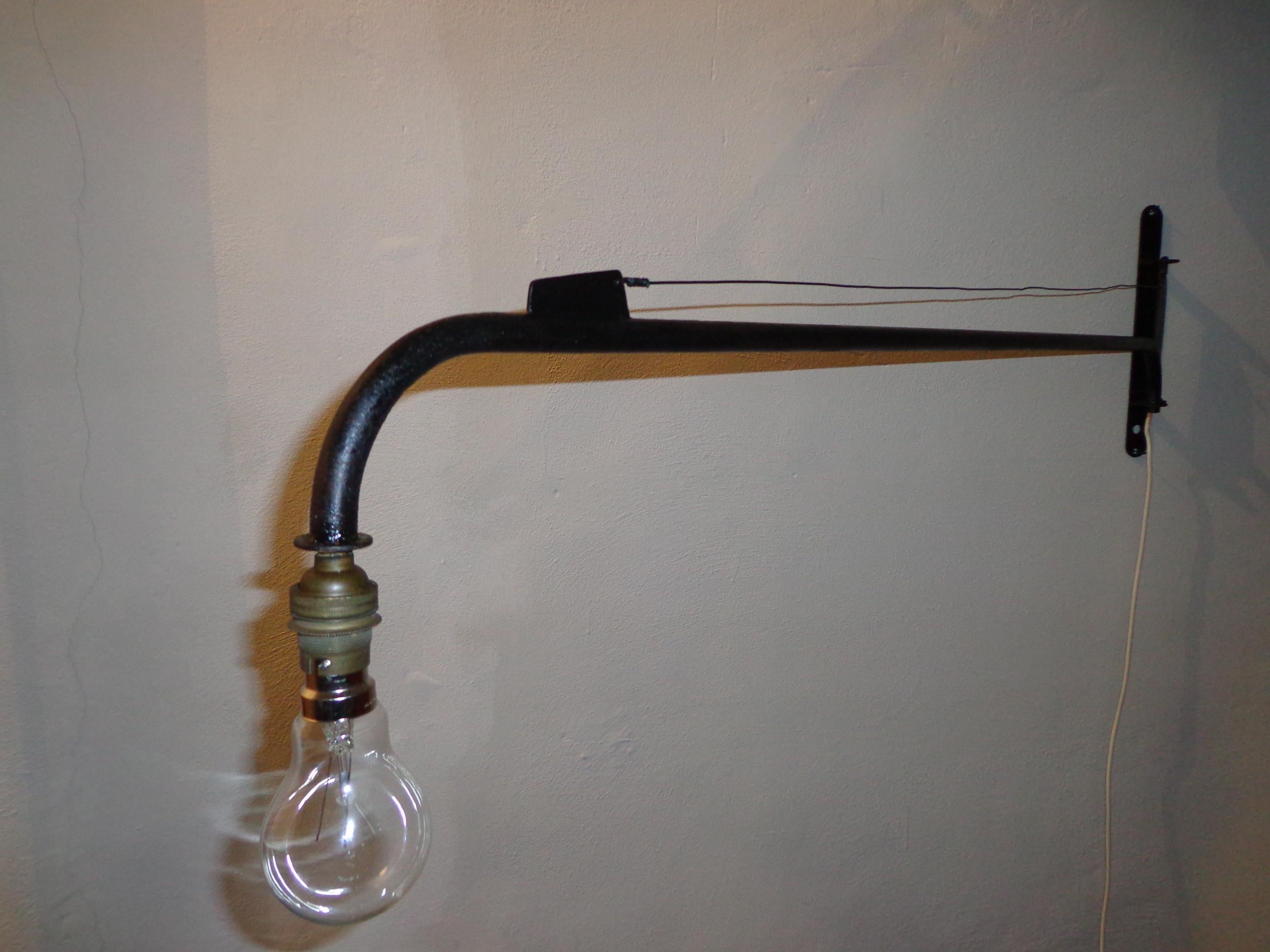 Mid-20th Century Jean Prouvé Swing Jib Wall Lamp Mid-century French Sconce, 1950s For Sale
