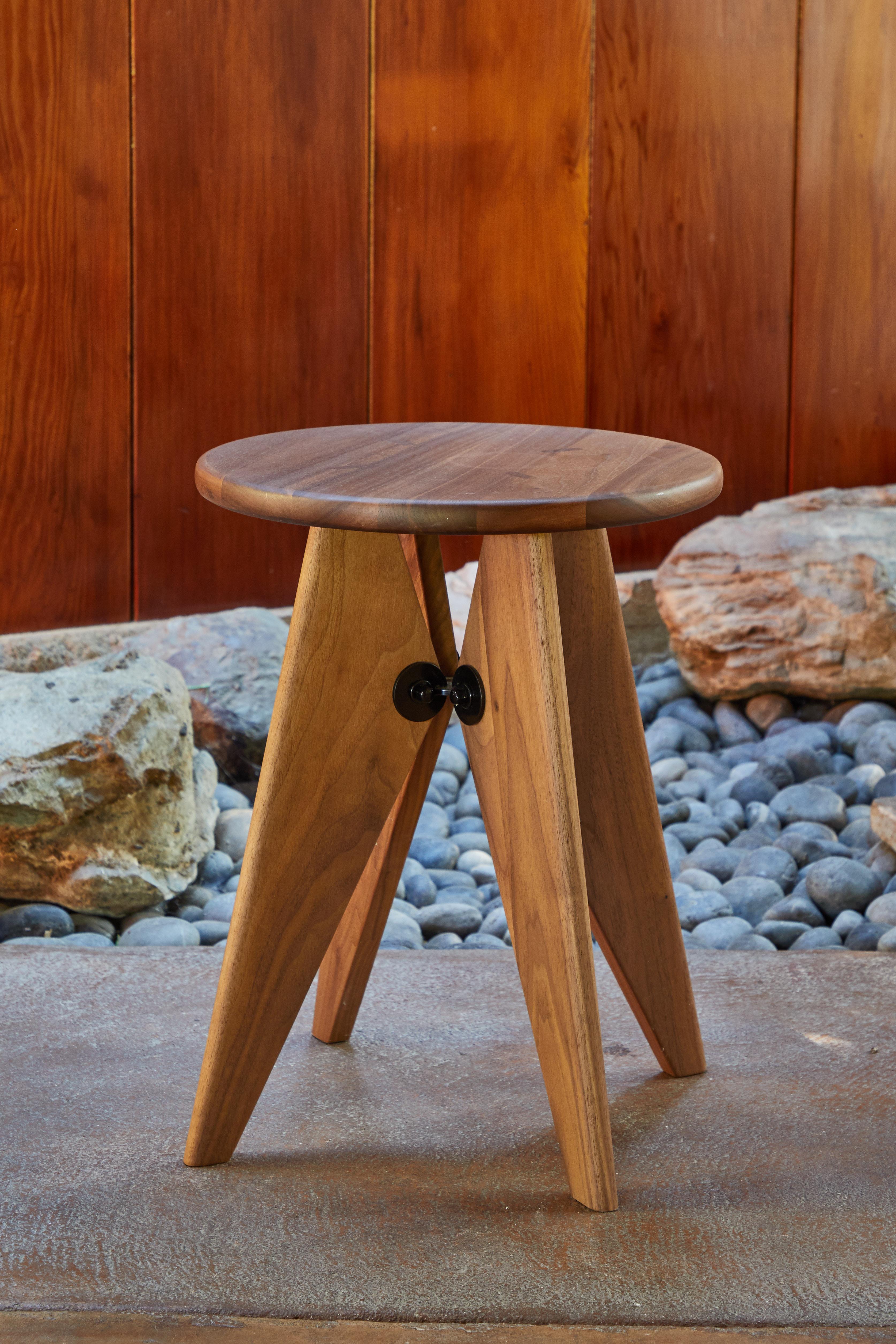 Swiss Jean Prouvé Tabouret Solvay Stool in American Walnut by Vitra
