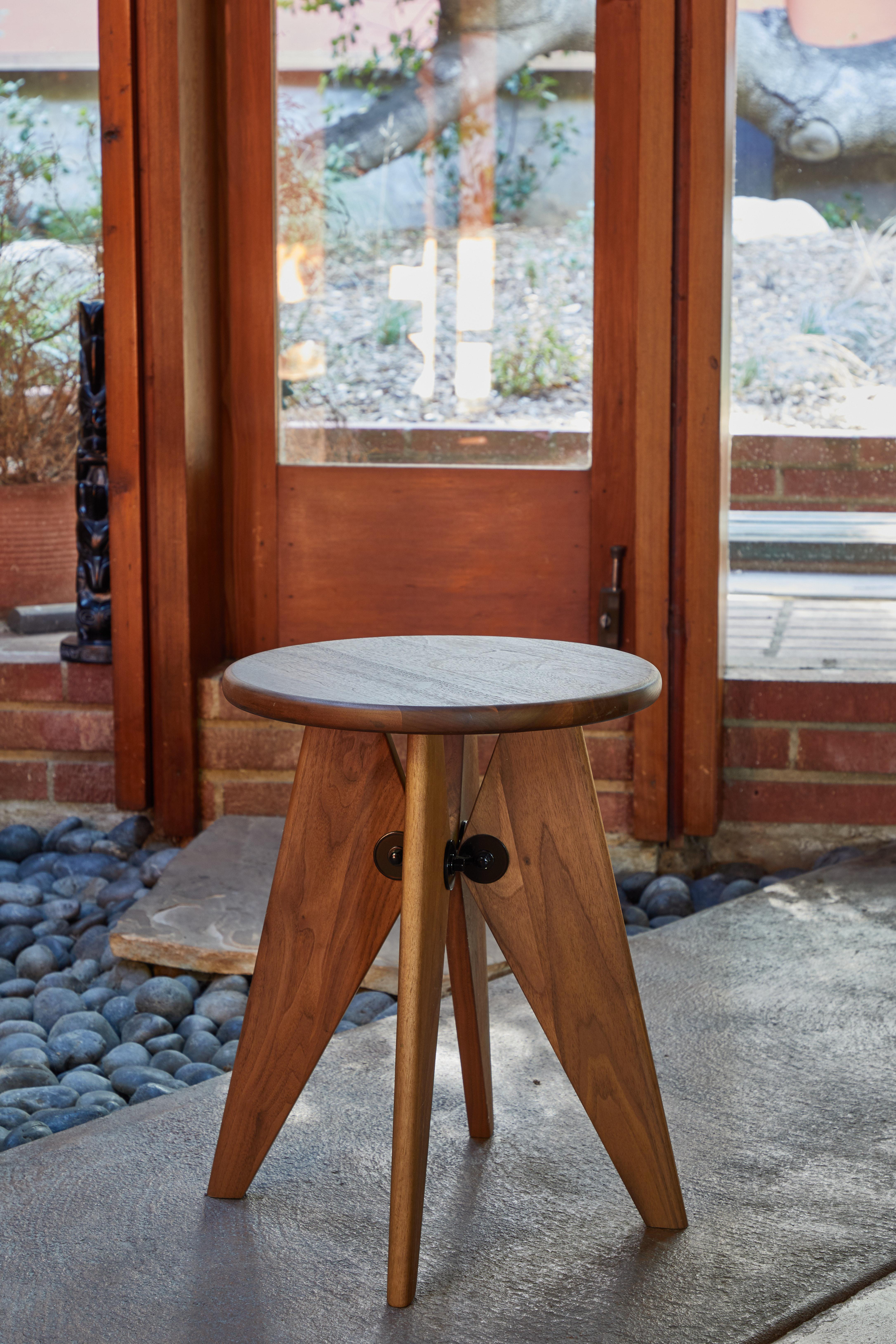 Oiled Jean Prouvé Tabouret Solvay Stool in American Walnut by Vitra