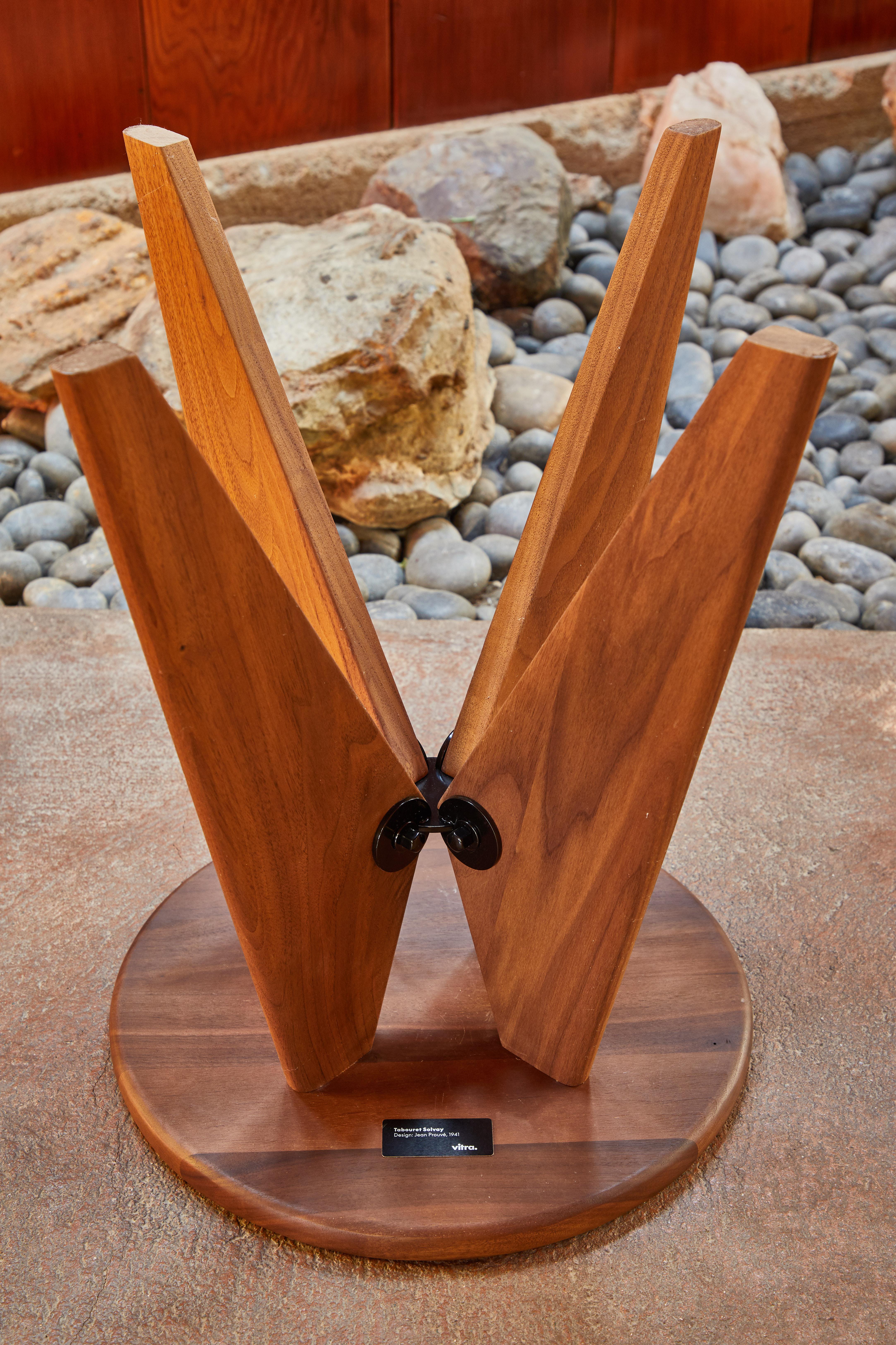 Contemporary Jean Prouvé Tabouret Solvay Stool in American Walnut by Vitra