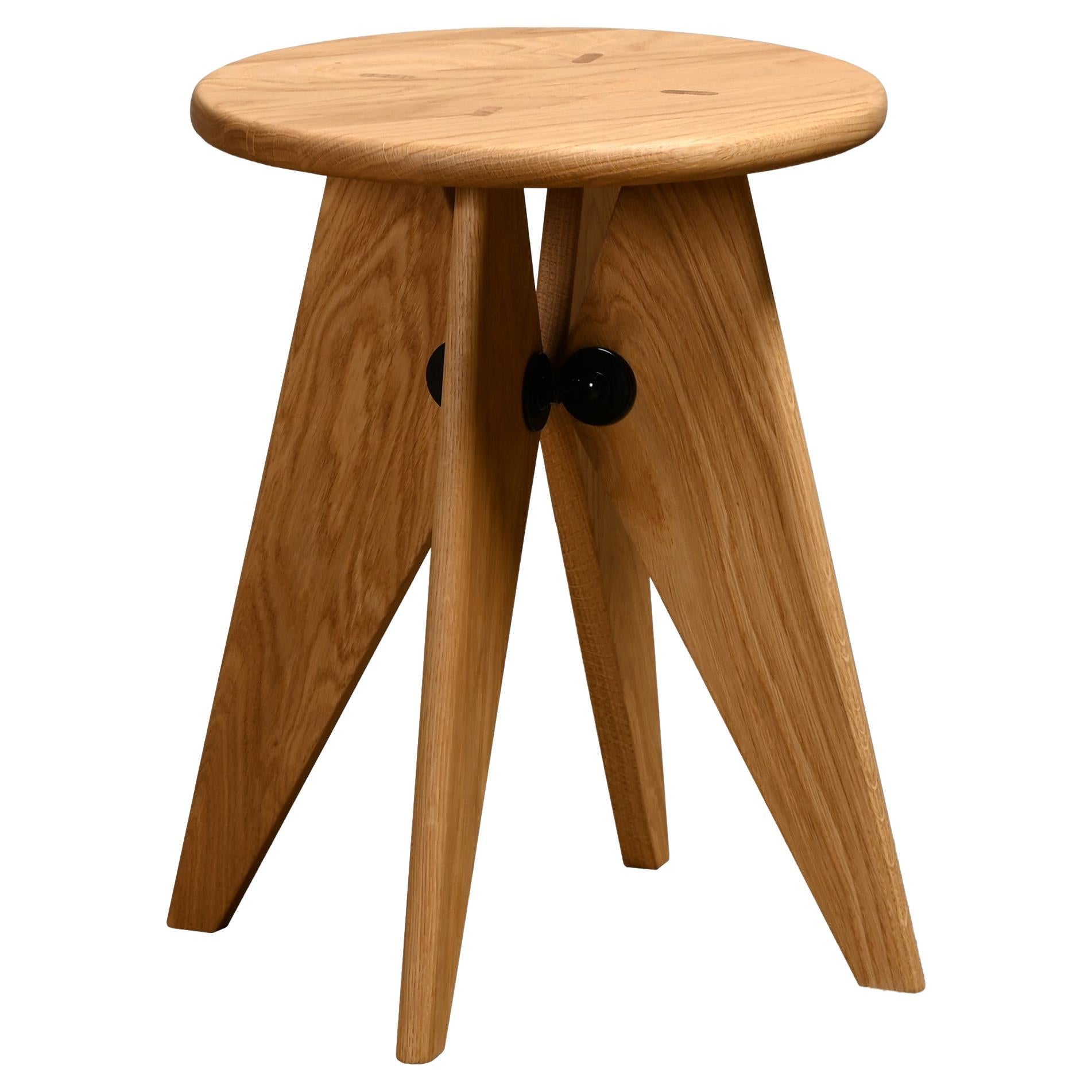 Jean Prouvé Tabouret Solvay Stool in Solid Natural Oak by Vitra