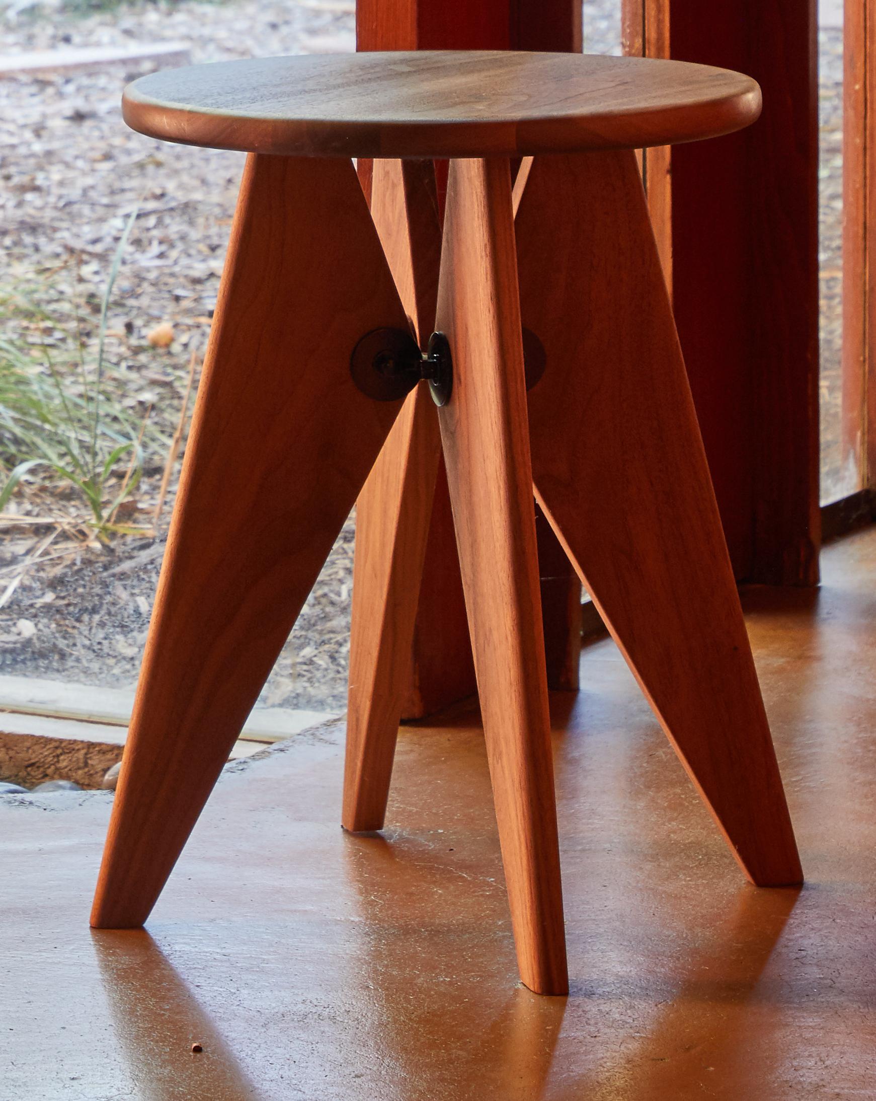 Swiss Jean Prouvé Tabouret Solvay Stools in American Walnut For Sale