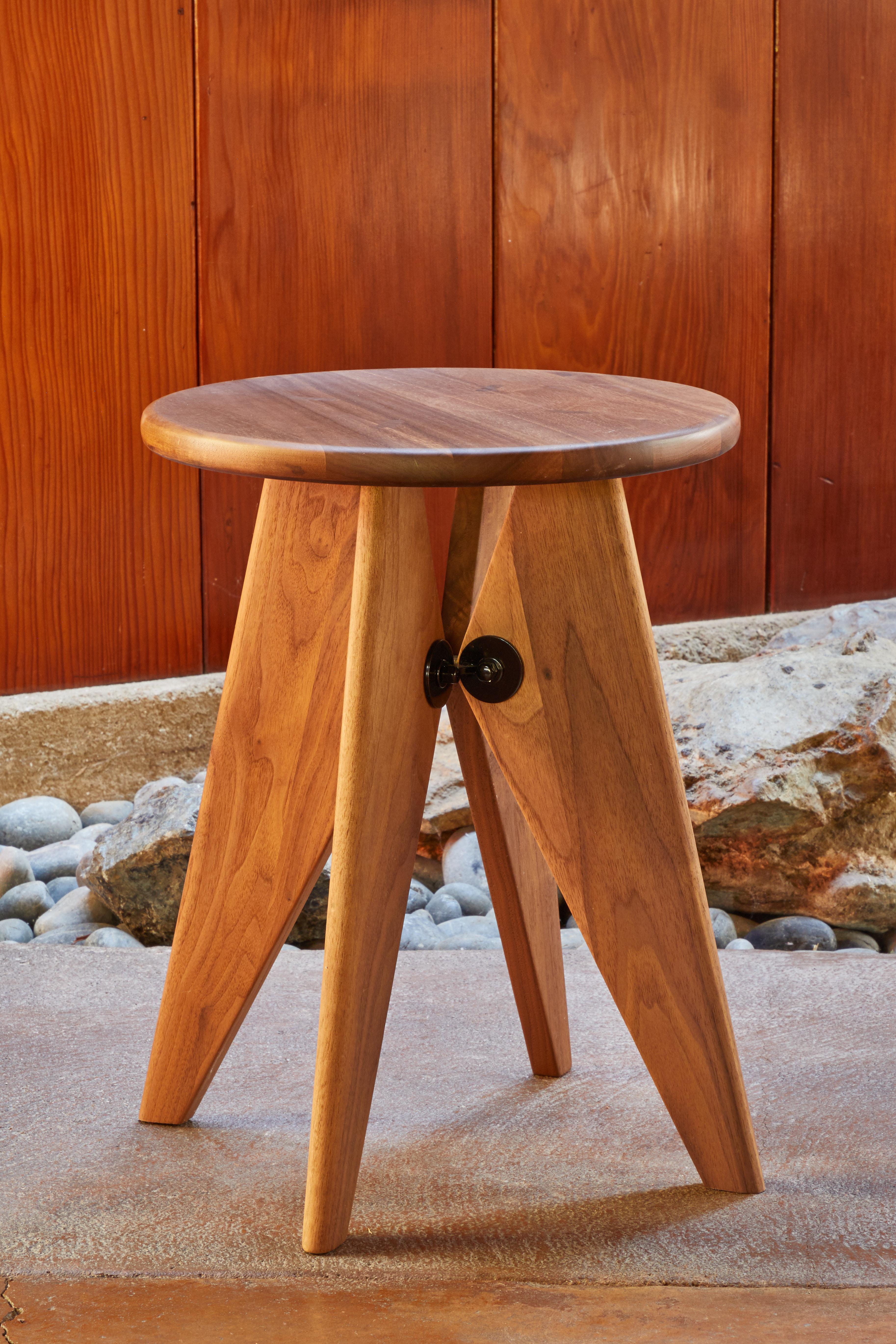 Contemporary Jean Prouvé Tabouret Solvay Stools in American Walnut For Sale