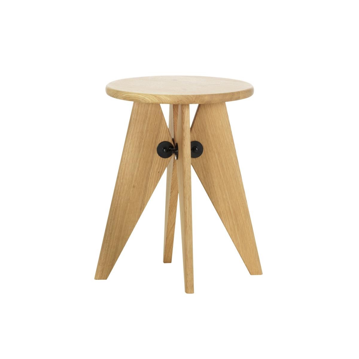 German Jean Prouvé Tabouret / Stool Solvay in Solid Smoked Oak by Vitra