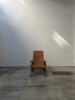 Jean Prouvé, Tecta D80, Grand Repos, 1980s Design Rare Light Brown Leather edit.