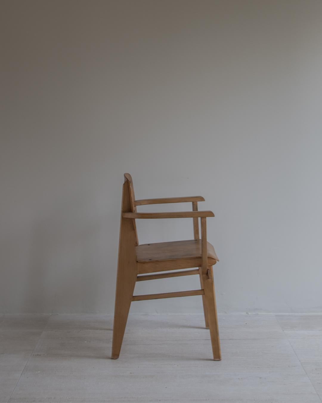 20th Century Attributed to Jean Prouvé - Tout Bois - Wooden Armchair - France circa 1950s For Sale