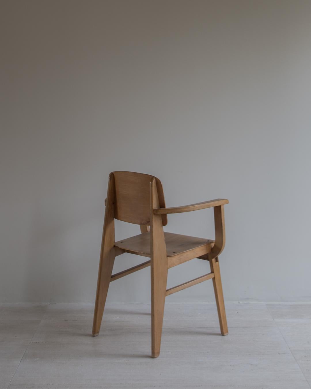 Attributed to Jean Prouvé - Tout Bois - Wooden Armchair - France circa 1950s For Sale 1