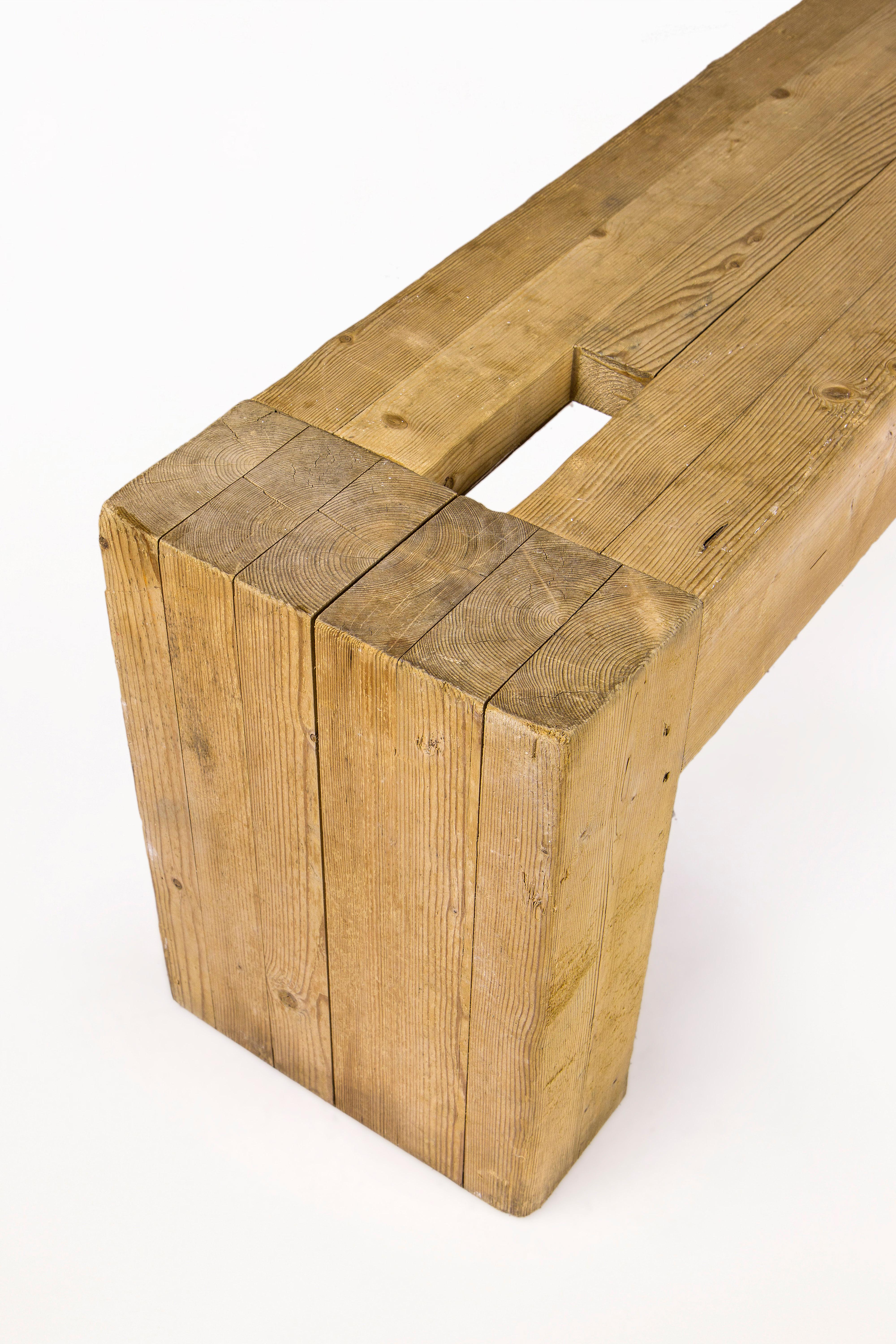 Mid-Century Modern Jean Prouvé with Guy Rey-Millet, Wooden Bench, France, circa 1967