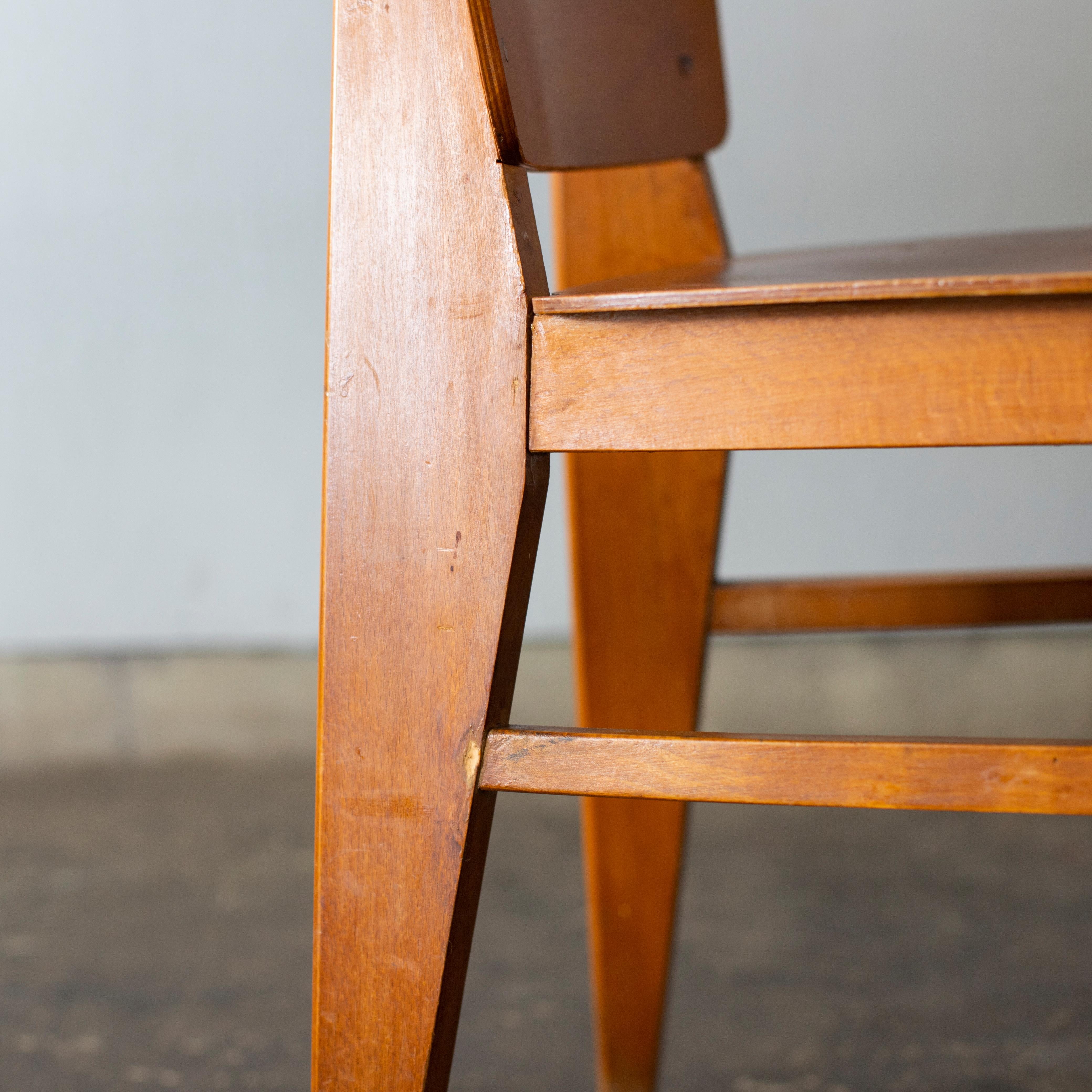 Jean Prouvé Wooden Standard Chair Prototype, 1940s 1