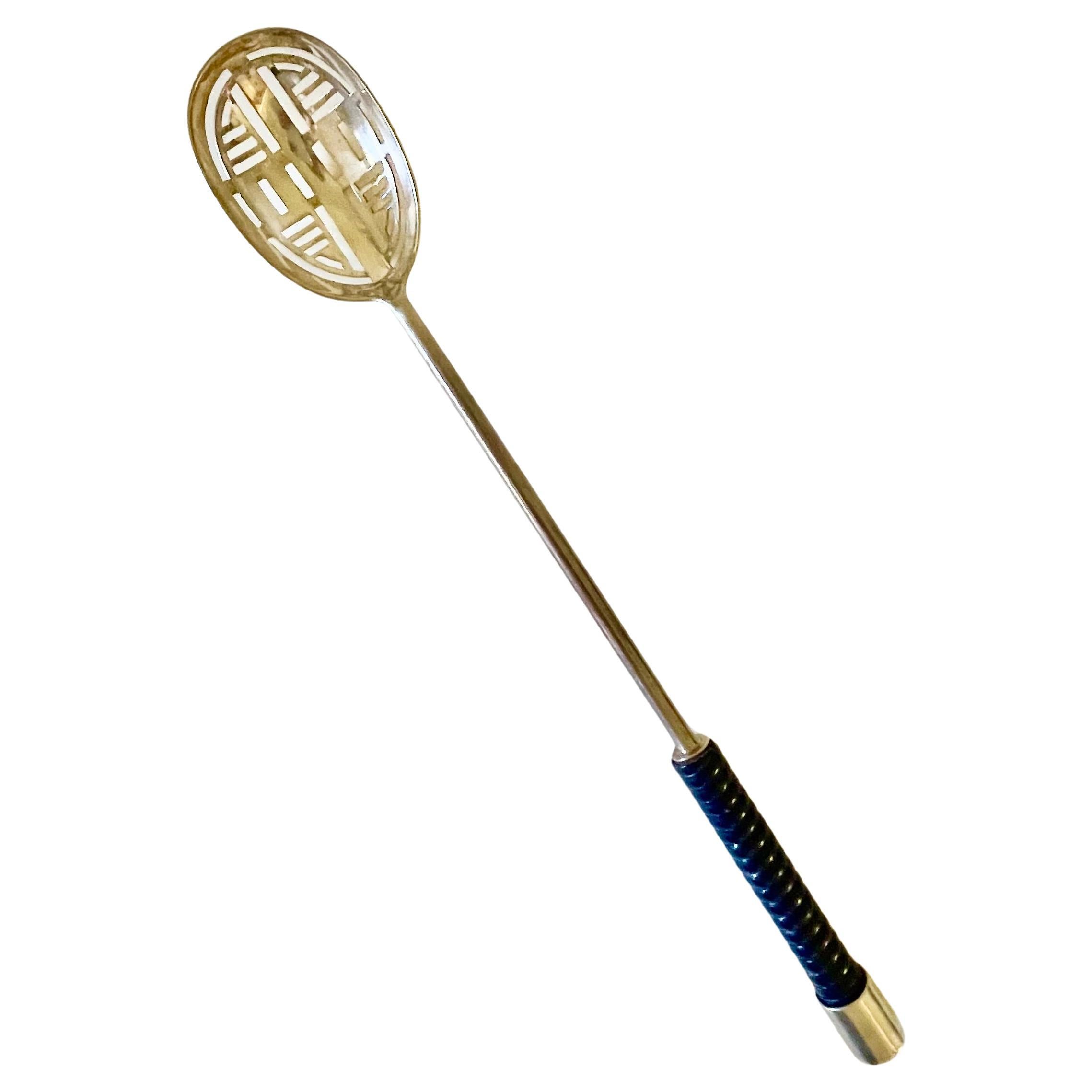 Jean Puiforcat (1897-1945) Raro Cucchiaio a oliva lungo in argento sterling c.C. 1925