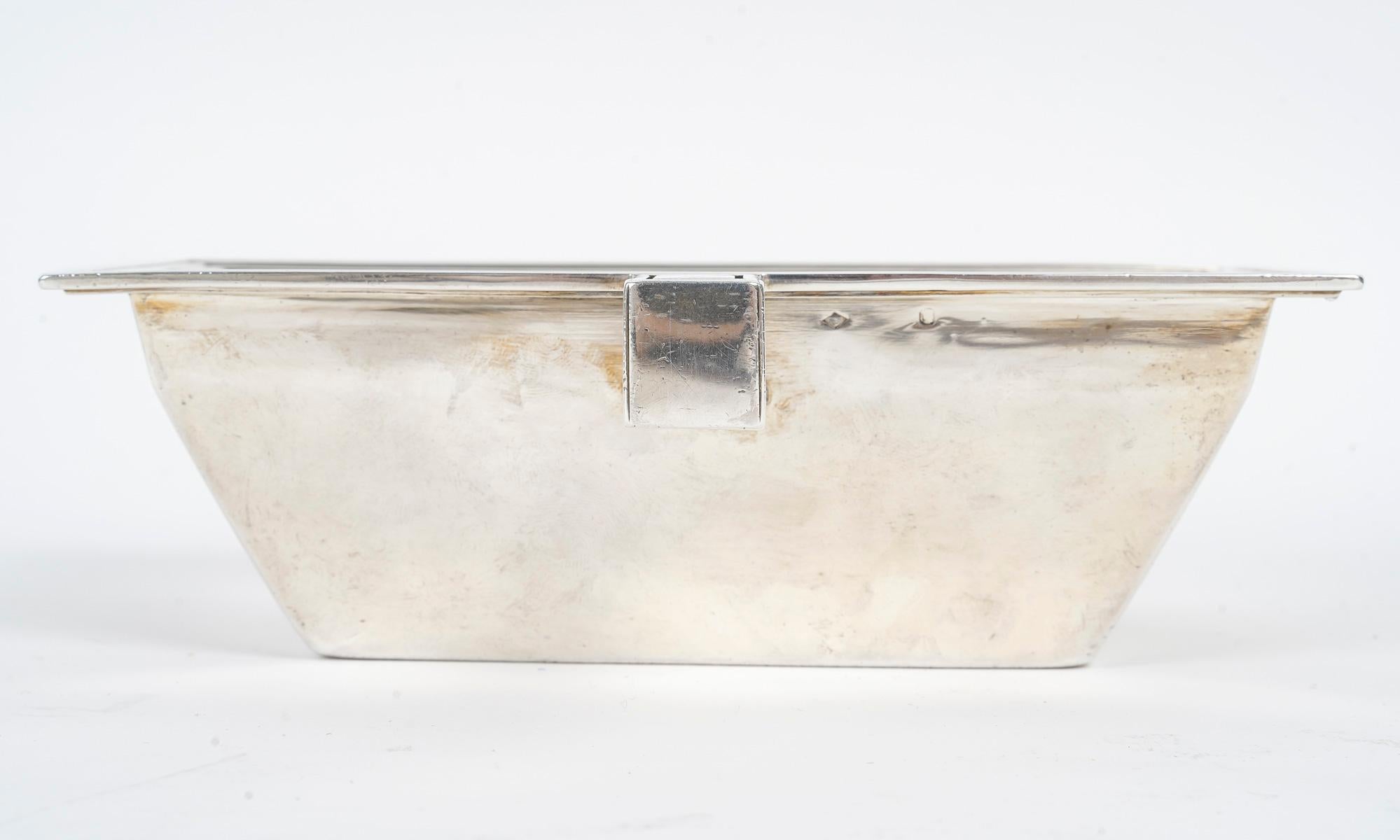 Jean PUIFORCAT (1897-1945) Rectangular Silver Sauceboat And Spoon Minerve  For Sale 5