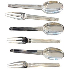Jean Puiforcat 1926 "Cabourg" 6 Dessert Fork and Spoon