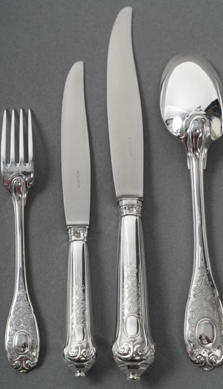 JEAN PUIFORCAT – 72-Pieces Solid Silver Cutlery Set – ELYSEE Model, unnumbered. 5