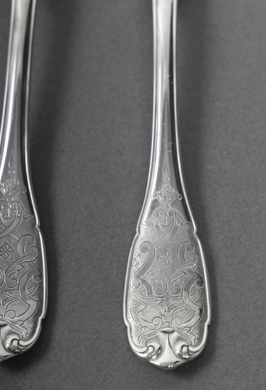 JEAN PUIFORCAT – 72-Pieces Solid Silver Cutlery Set – ELYSEE Model, unnumbered. 1