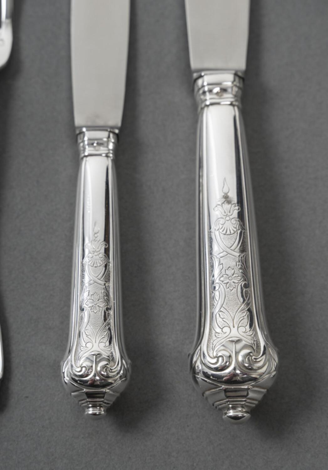 JEAN PUIFORCAT – 72-Pieces Solid Silver Cutlery Set – ELYSEE Model, unnumbered. 2