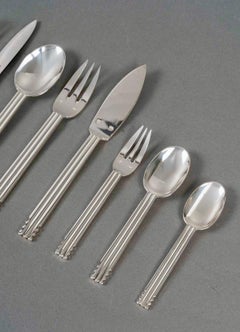 Jean Puiforcat Art Deco Cutlery Flatware Nantes Plated 8 People 109 Pieces