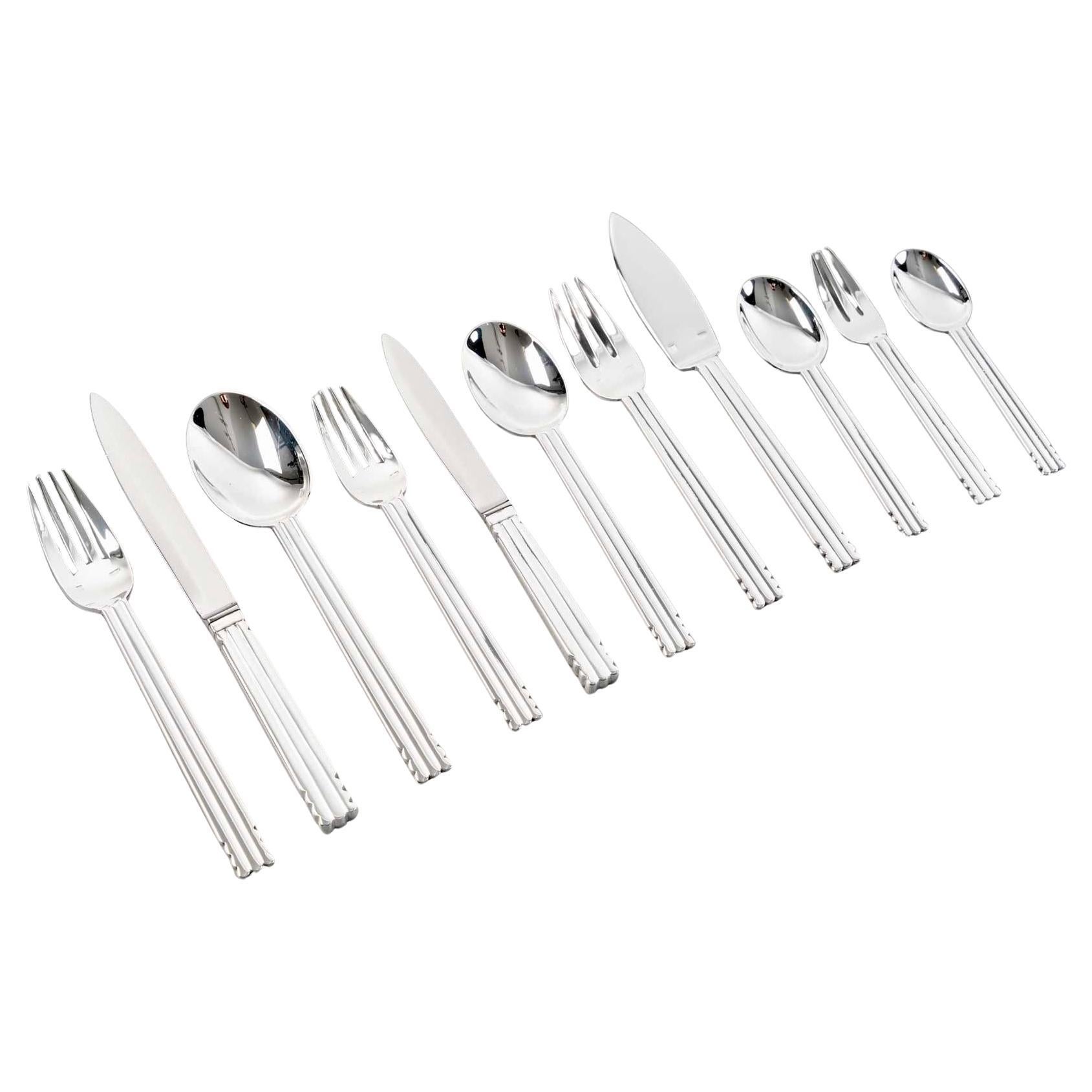 Jean Puiforcat Art Deco Couverts Nantes Plaqué 8 Personnes 98 Pieces