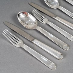 Jean Puiforcat Art Deco Cutlery Flatware Normandie Plated 8 People 92 Pieces