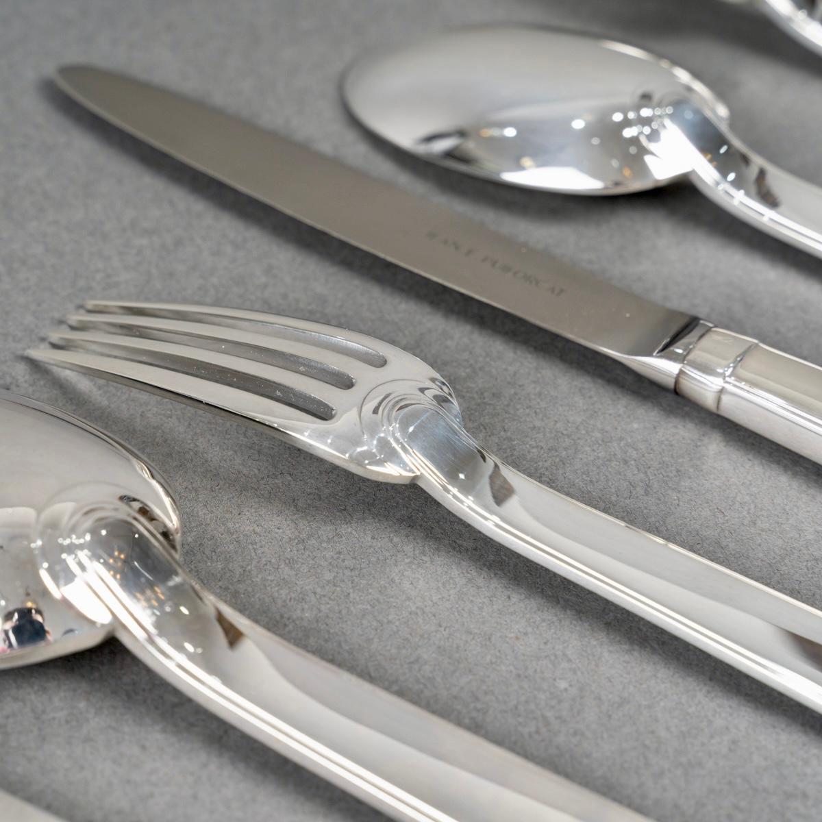 Jean Puiforcat Art Deco Cutlery Flatware Normandie Plated 8 People 92 Pieces 2