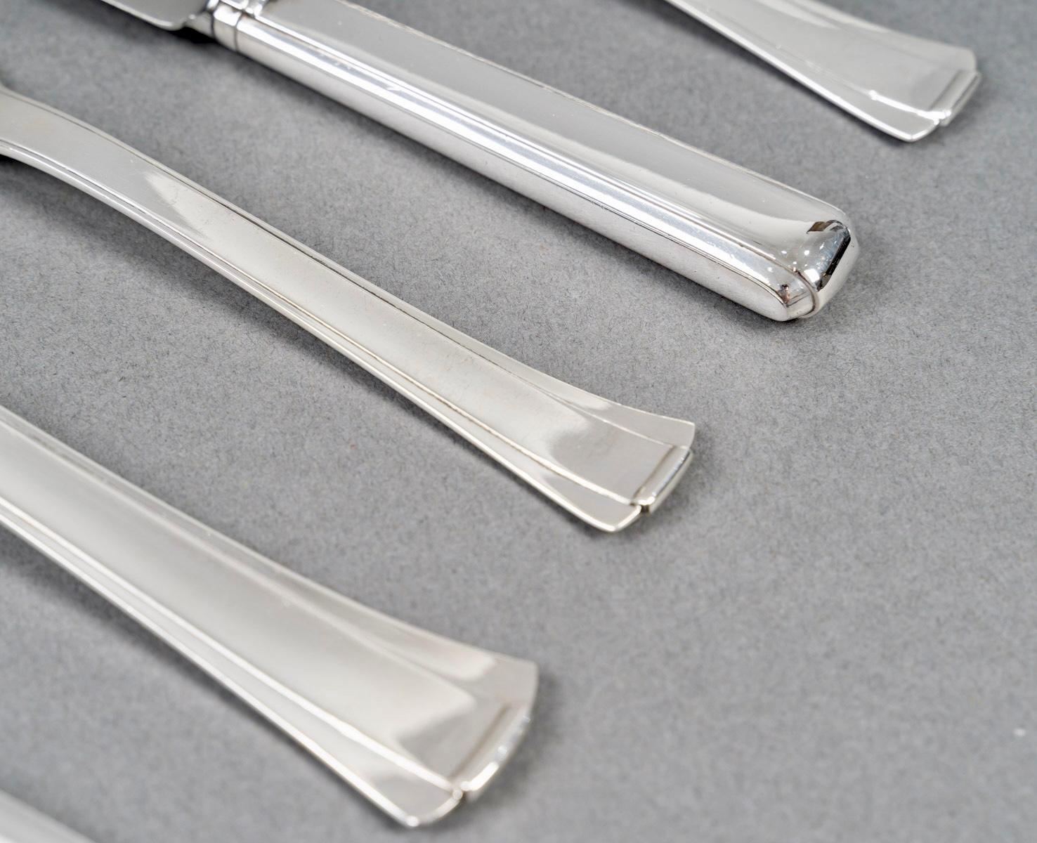 Jean Puiforcat Art Deco Couverts Papyrus Dinard Sterling Silver 131 Pces 1