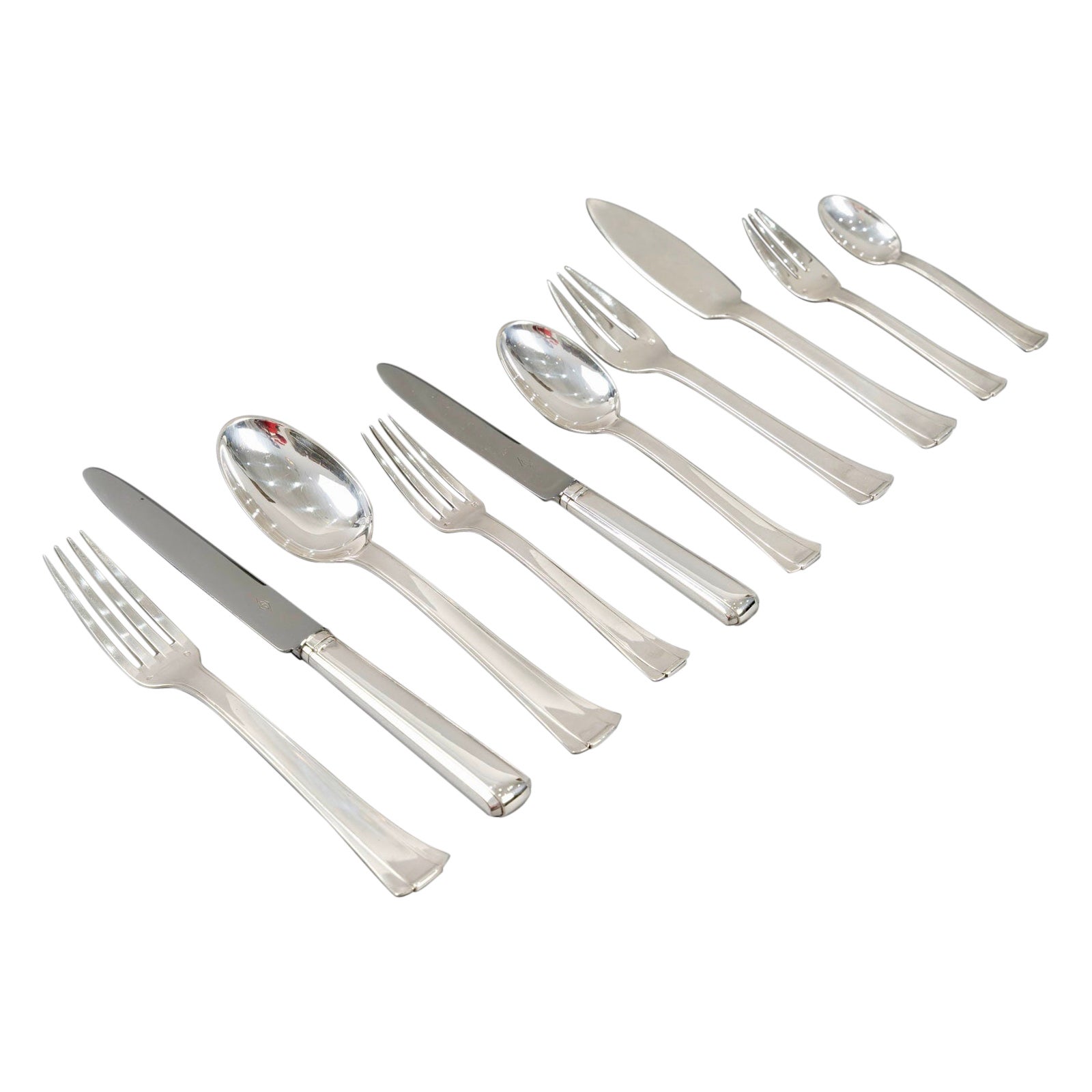 Jean Puiforcat Art Deco Couverts Papyrus Dinard Sterling Silver 131 Pces