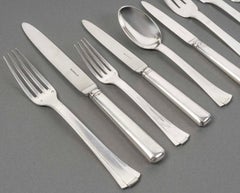 Jean Puiforcat Art Deco Cutlery Flatware Papyrus Dinard Sterling Silver 166 Pces