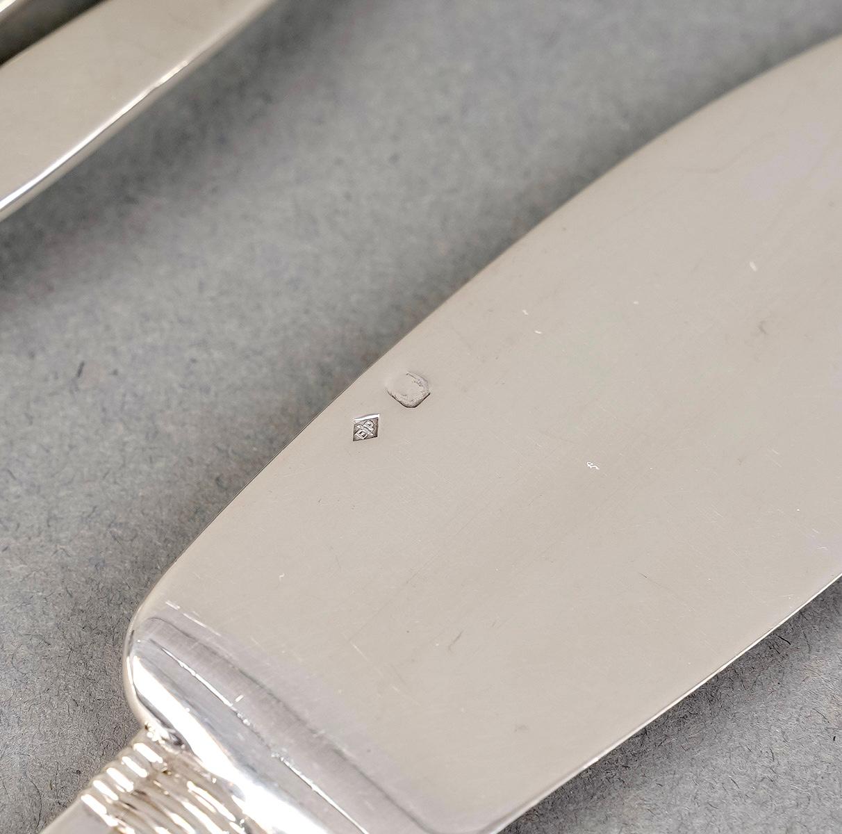 20th Century Jean Puiforcat - Art Deco Cutlery Flatware Set Cannes Sterling Silver 61 Pieces