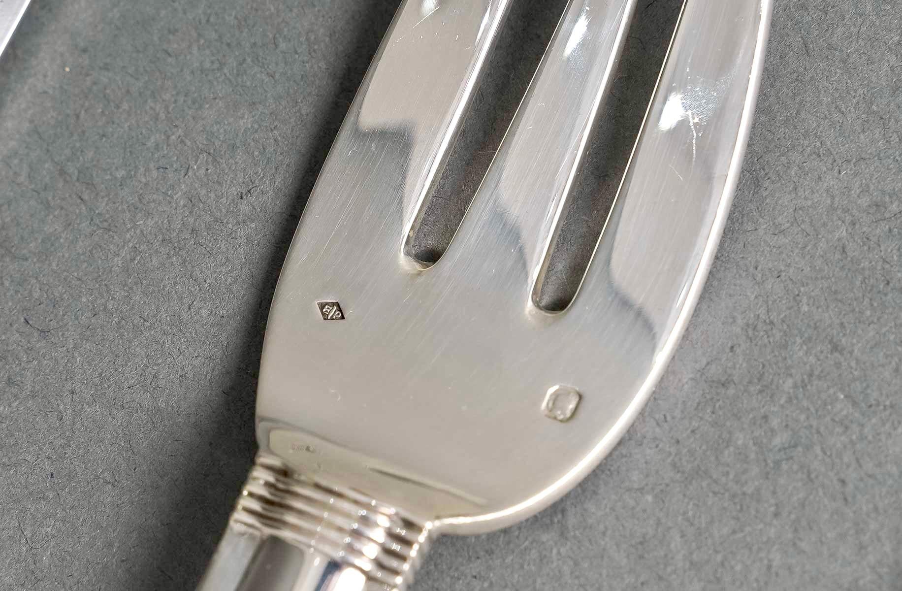 Jean Puiforcat - Service de couverts Art Déco Cannes en argent massif 61 Pieces 1