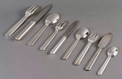 Jean Puiforcat - Art Deco Cutlery Flatware Set Chantaco Plated Silver 113 Pieces