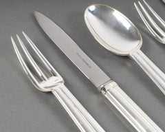 Jean Puiforcat - Art Deco Cutlery Flatware Set Chantaco Plated Silver 80 Pieces