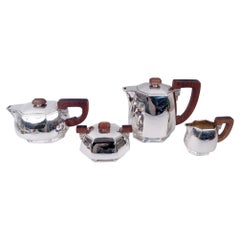 Juego de 4 piezas de plata Art Déco francés de Jean Puiforcat para café y té
