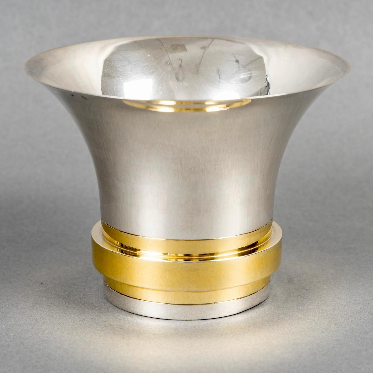 Jean Puiforcat Modernist Art Deco Schale Vase Sterling Silber Vermeil (Art déco) im Angebot