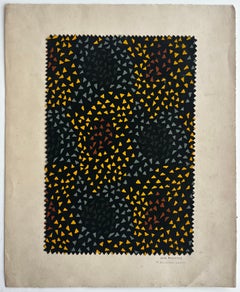 Mid Century French Geometric Textile Design Sample Abstract Triangular Pattern