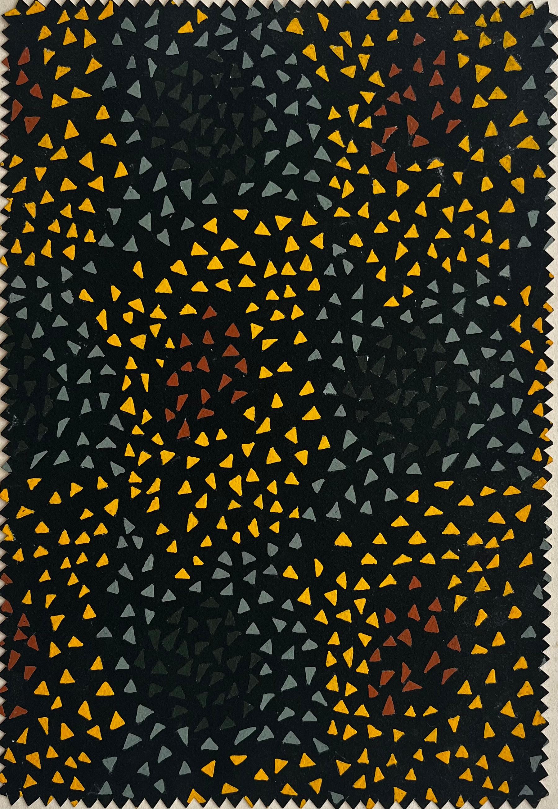 Jean Ragache Abstract Painting - Mid Century French Geometric Textile Design Sample Abstract Triangular Pattern
