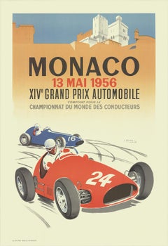 Jean Ramel-Monaco Grand Prix 1956-39.5" x 26.75"-Lithograph-1987-Vintage-Orange