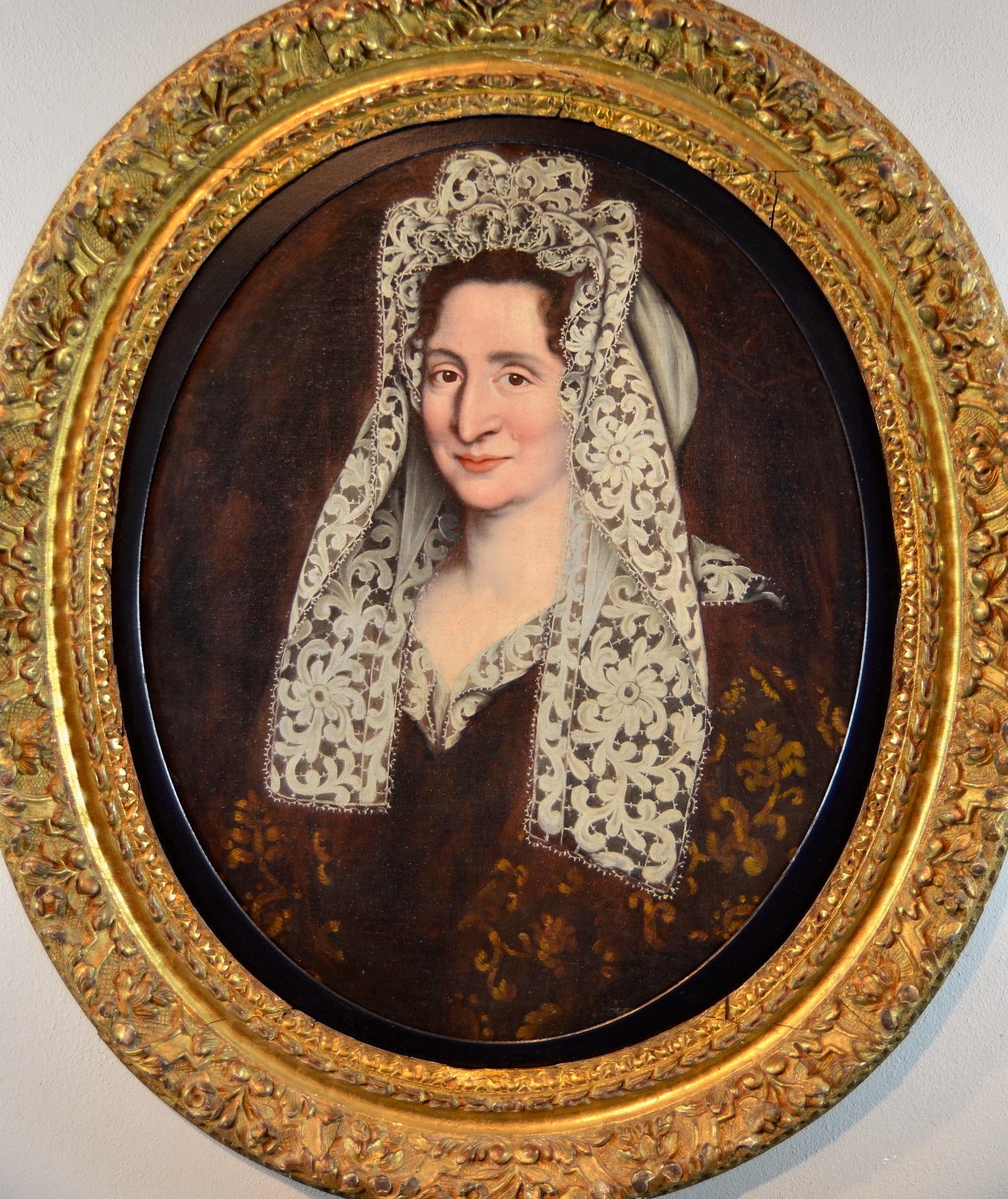 Portrait de femme noble dans un ranch Peinture à l'huile sur toile du maître français ancien du 17-18e siècle en vente 8