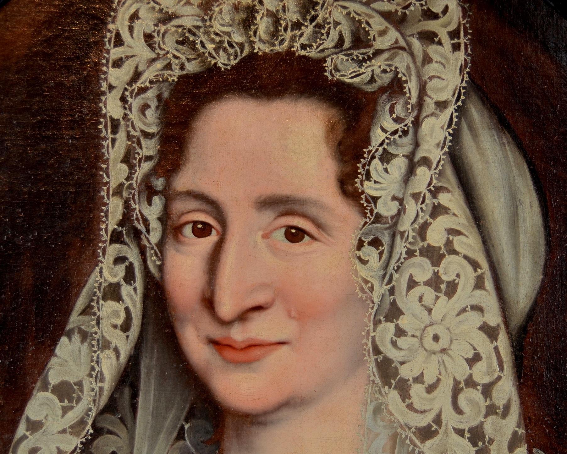 Portrait de femme noble dans un ranch Peinture à l'huile sur toile du maître français ancien du 17-18e siècle en vente 1