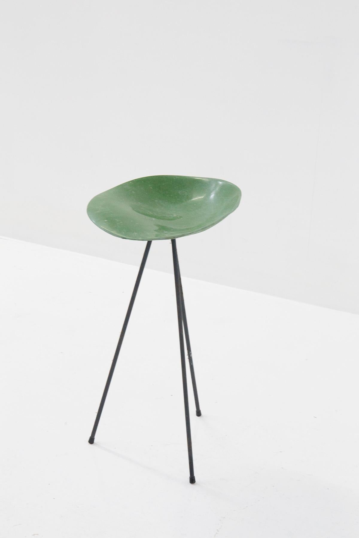 Mid-Century Modern Jean Raymond Picard Green Stool in French Resin For Sale