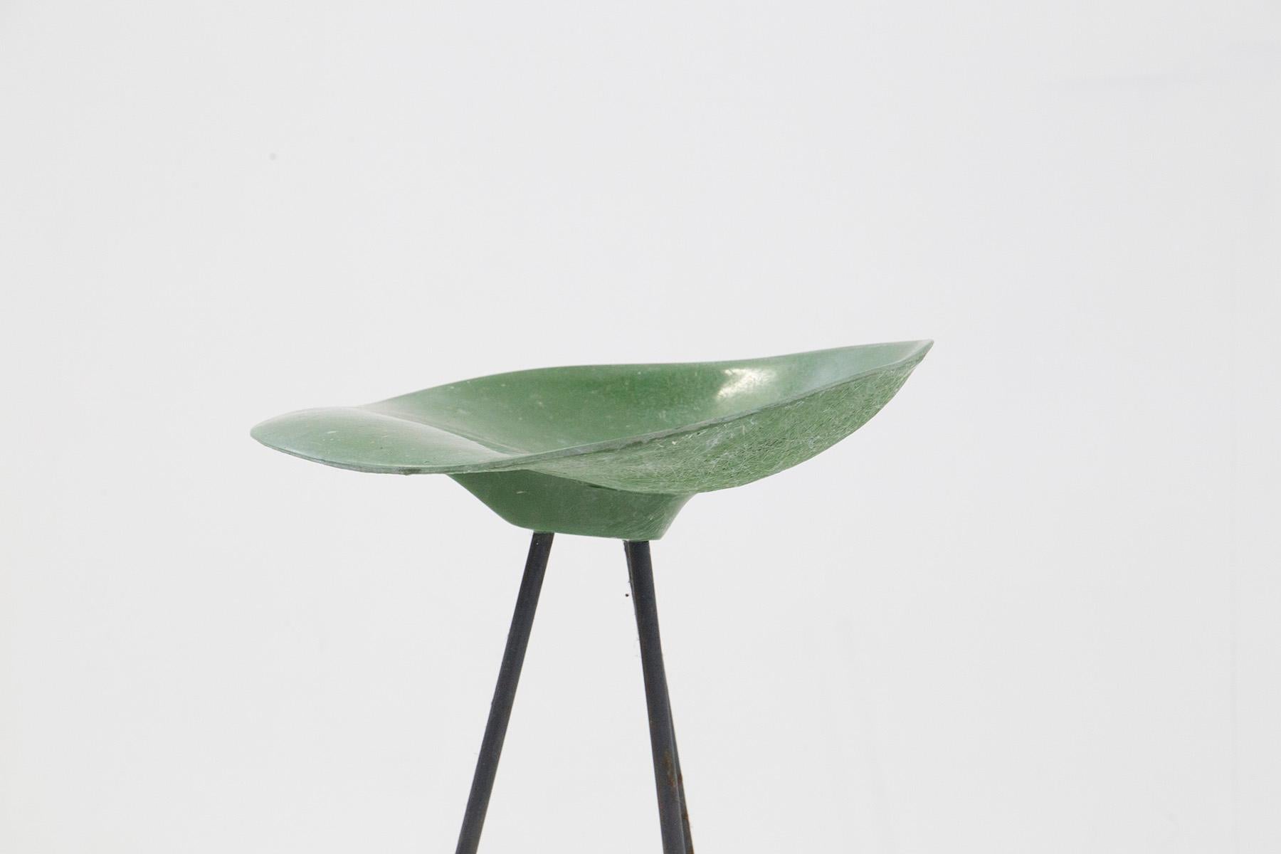 Mid-20th Century Jean Raymond Picard Green Stool in French Resin For Sale