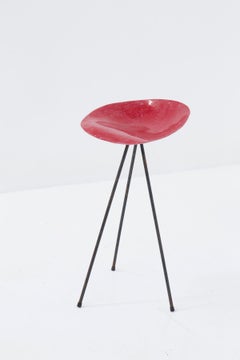 Jean Raymond Picard Red Stool in French Resin