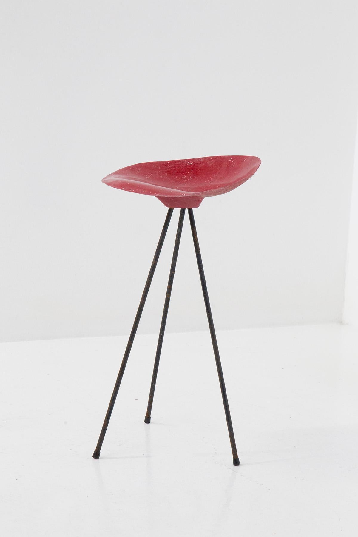 Mid-Century Modern Jean Raymond Picard Red Stool in French Resin  For Sale