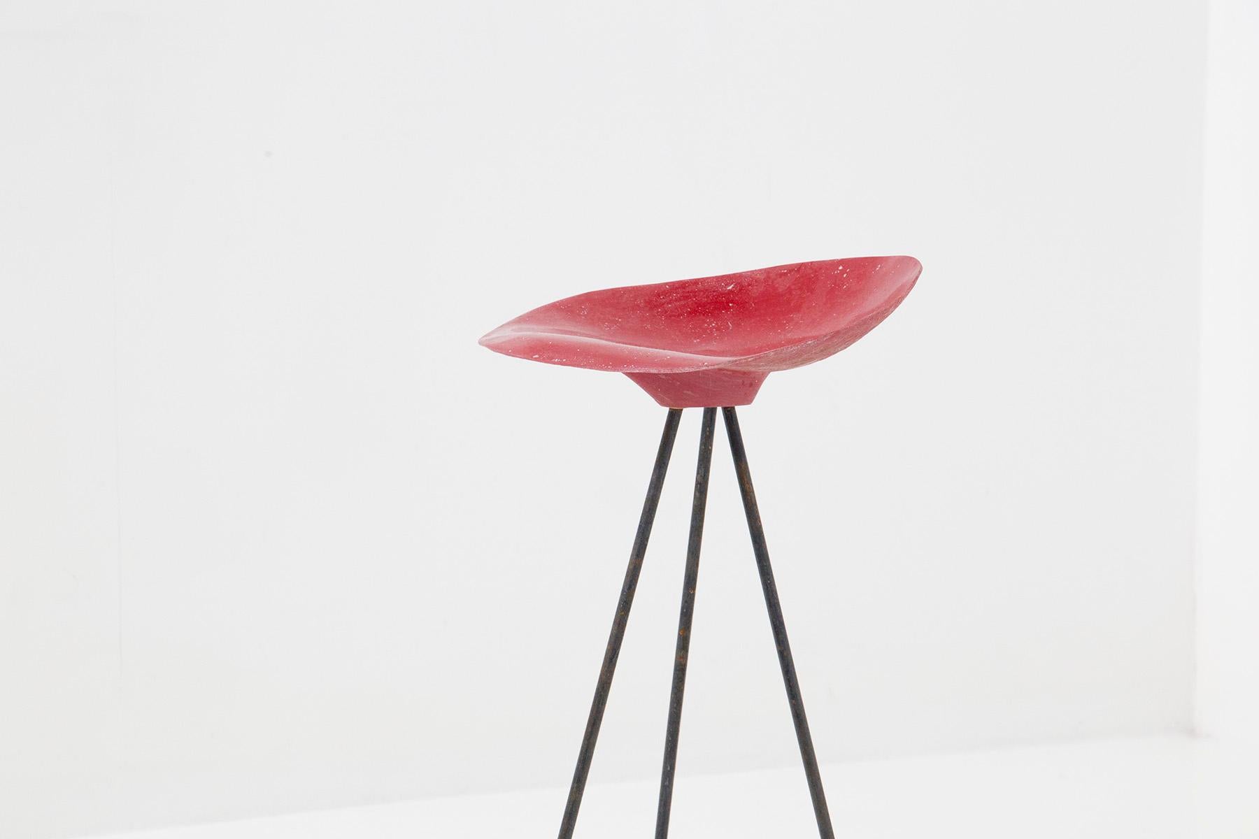 Mid-20th Century Jean Raymond Picard Red Stool in French Resin  For Sale