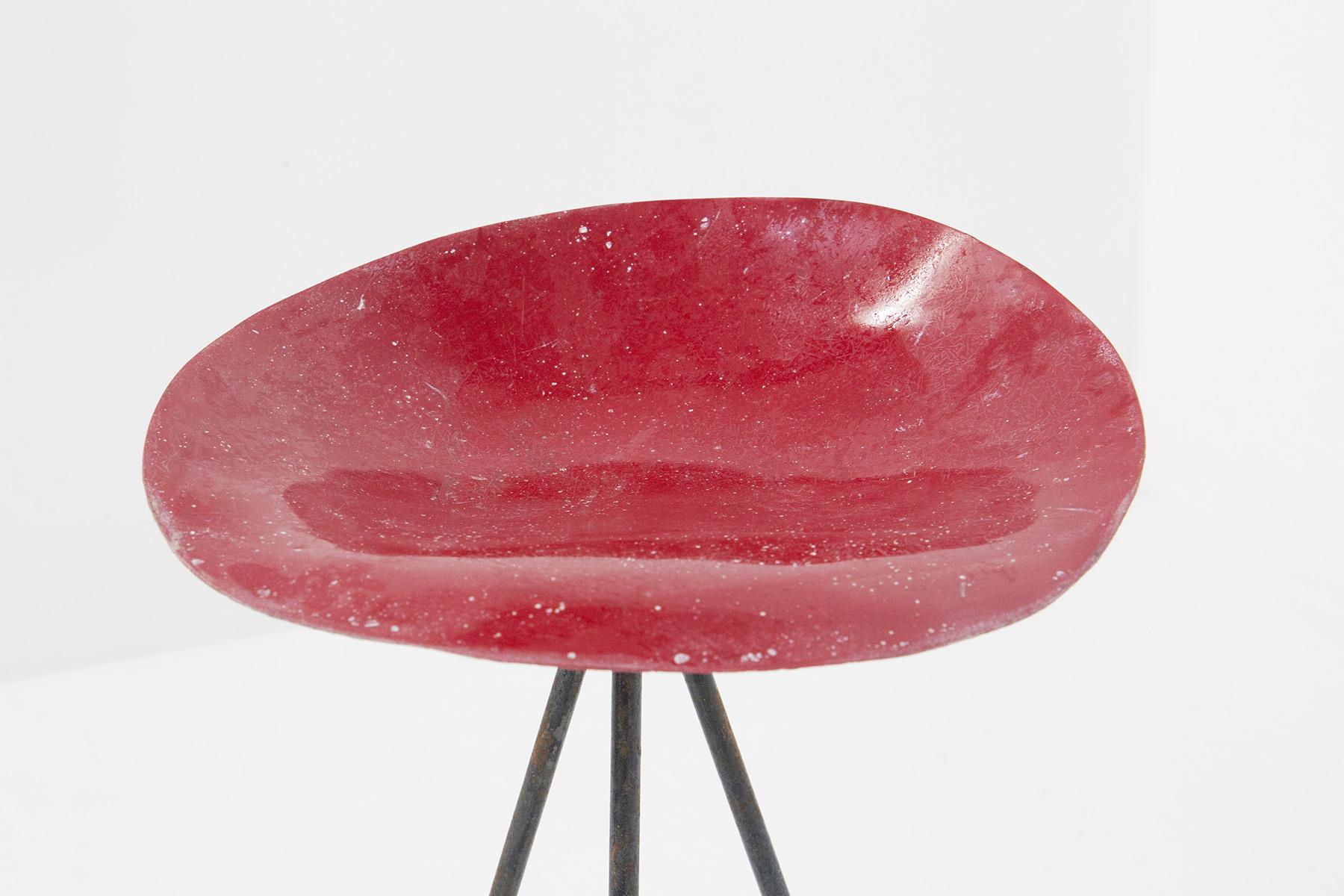 Jean Raymond Picard Red Stool in French Resin  For Sale 1