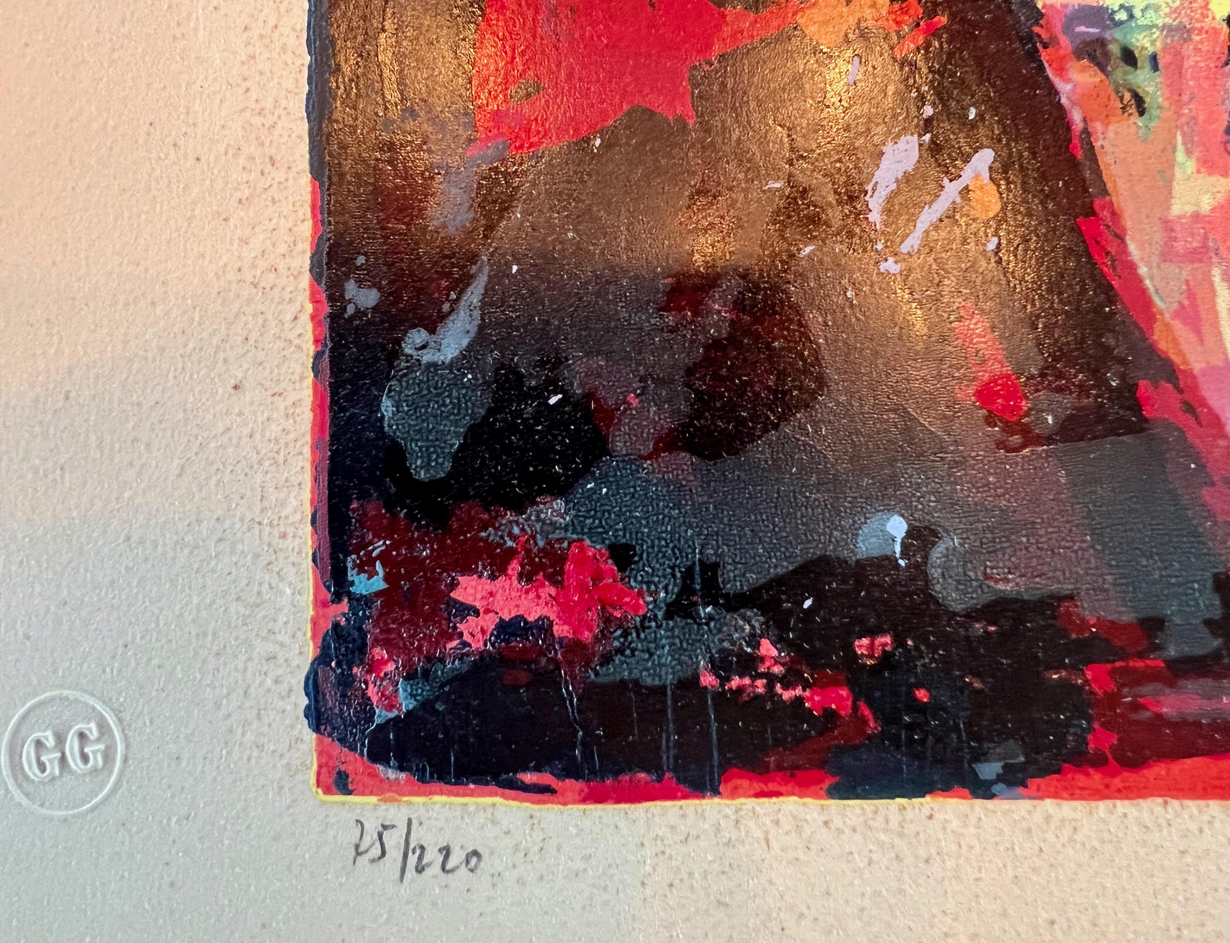 Colorful abstract dog - Post-War Painting by Jean Remlinger